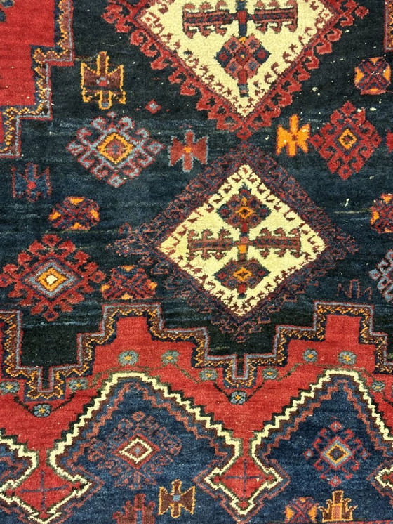 Image 1 of Vintage Hand-Knotted Tribal Wool Rug with Geometric Medallions, Persia / Central Asia, c. 1970s, 160x200 cm
