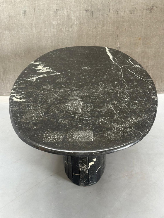Image 1 of Vintage Nero Marquina Oval Marble Dining Table