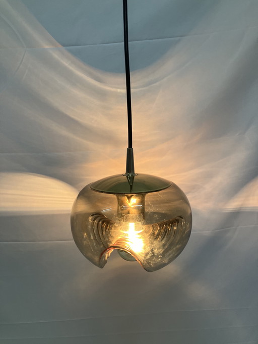 Vintage Futura wave pendant lamp by Peill & Putzler smoked glass