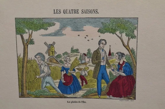 1920s Set of 4 French Imagerie Pellerin “Four Seasons” Hand-Colored Prints, Epinal – Art Prints, Paper (photo 10 of 17)