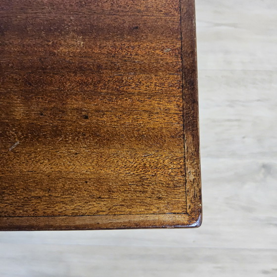 Image 1 of Vintage naaikastje van teakhout  / bijzettafel met klep 60s / naaitafeltje mid century 