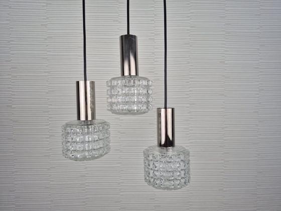 Vintage set (3) cascade hanglampen jaren 60, 70. – Chroom (photo 2 of 10)
