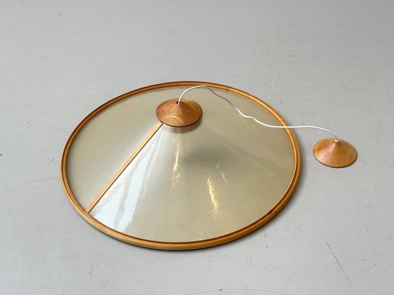 Image 1 of Lampada da soffitto in fibra di vetro e legno di Giovanni Offredi per MC Selvini, Italia, anni '70