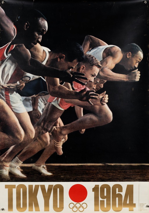 Originele vintage Olympische poster van de Olympische Spelen van Tokio 1964, ontworpen door Yusaku Kamekura – Mid-Century