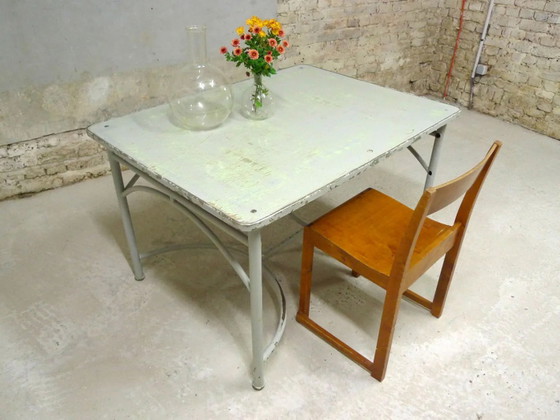 Vintage bureau 1940 – Aluminium, Hout, Industrieel (photo 2 of 6)