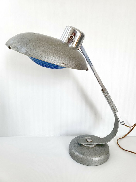 Image 1 of AUTHENTIQUE LAMPE INDUSTRIELLE D'ATELIER TELESCOPIQUE SOLR SOLERE 1950 VINTAGE