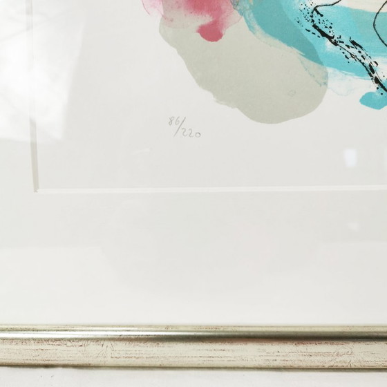Kleurenlithografie, erotisch naakt, Doris Bloom, Denemarken, jaren 80., Kunst, Papier, Glas, Grijs (foto 11 van 14)