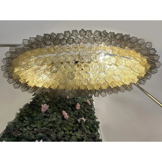Image 1 of Lampadario ovale in vetro di Murano italiano, realizzato a mano – Oro opaco e multicolore