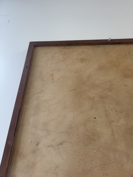 Image 1 of Tableau peinture oiseau bleu années 60