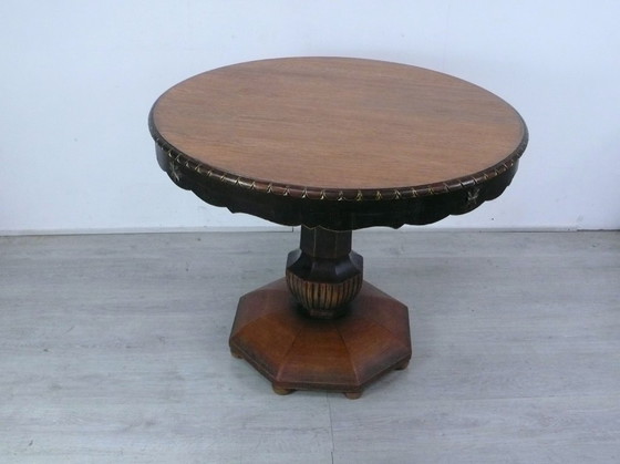 Small dining table / foyer table with central pedestal, round, antique oak, circa 1870 – Wood (photo 2 of 5)