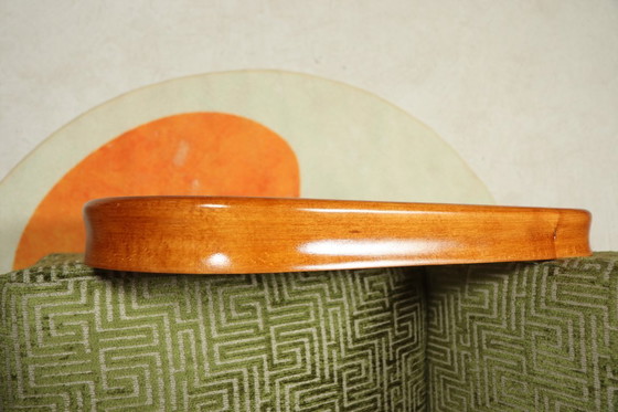 Image 1 of Art deco Sessel Geometrischer Stoff Moos grün 1950