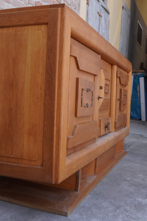 Art-Deco-Sideboard von Gaston Poisson – Ein Meisterwerk französischer Eichenholz-Handwerkskunst