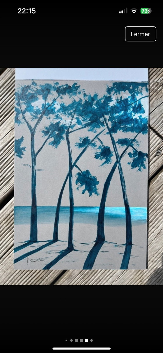 Image 1 of Inkt op 250g getint papier. Formaat 30x21cm.