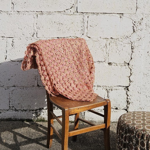 Vintage Rose-Gold Sequin Curtain – Mid-Century Modern, 60s Fabric