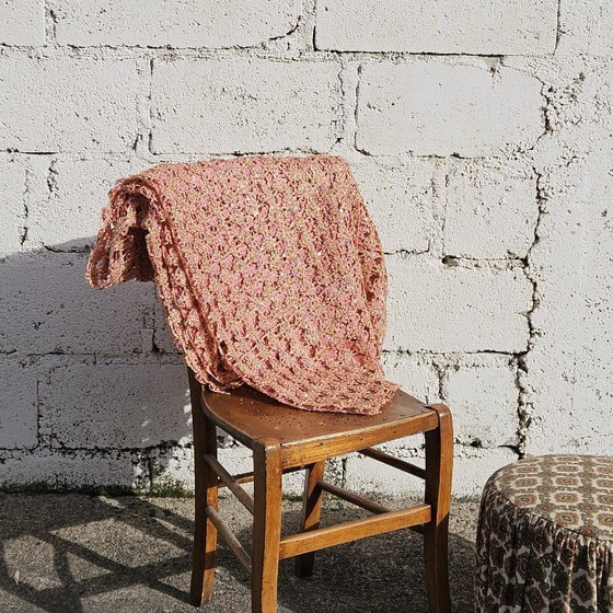 Image 1 of Vintage Rose-Gold Sequin Curtain – Mid-Century Modern, 60s Fabric