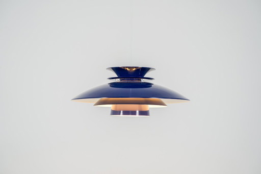 Elegante blauwe hanglamp van Belux (Denemarken, jaren 80).