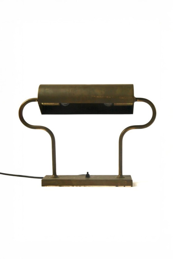 Lampada da tavolo Florian Schulz in ottone massiccio, anni '70, Lampade da tavolo, Dorato, Bauhaus (foto 8 di 8)