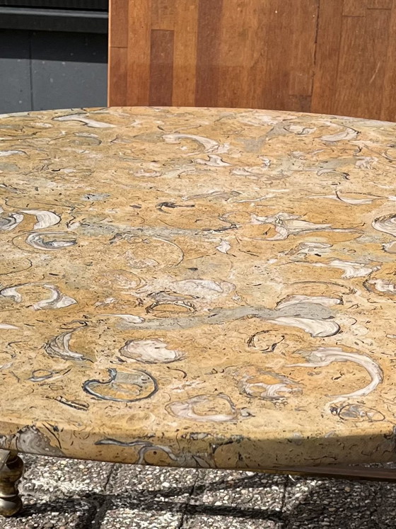 Vintage Natural Stone Coffee Table – Metal, Brass (photo 5 of 5)