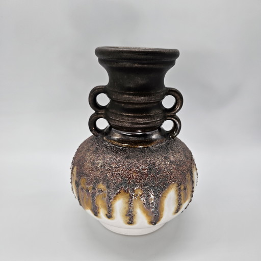 Vase Vintage West Germany Fohr Ceramic 70s 321-20 metallic glaze handle vase