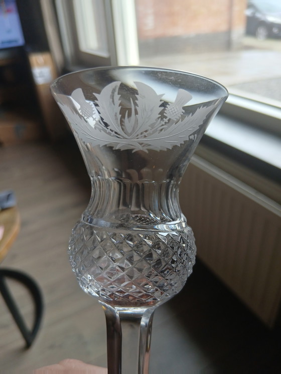 Image 1 of Zeldzame Set (2) Edinburgh Crystal "Thistle" sherry/likeurglazen– In Absolute Nieuwstaat (Met Labels!)