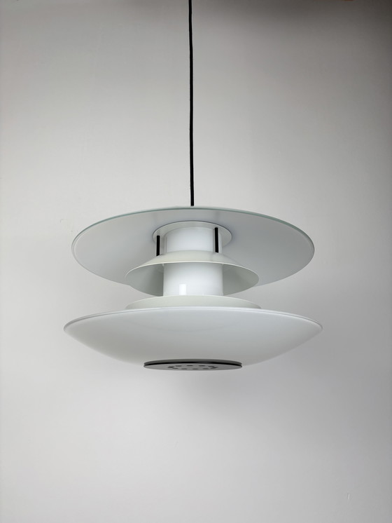 Image 1 of Halo Tech Design, Pendant Lamp, Danish Design, 1990s, Space Age, Vintage Lamp, Glass, Sputnik Design, UFO, Minimalism