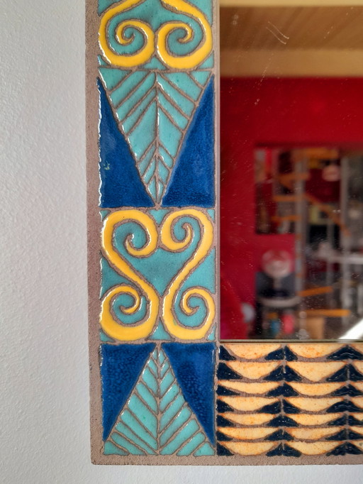 Enameled lava mirror 20x20cm