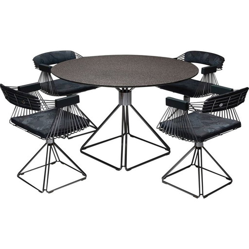 Novalux modern chrome plated steel wire dining set by Rudi Verelst, 1970