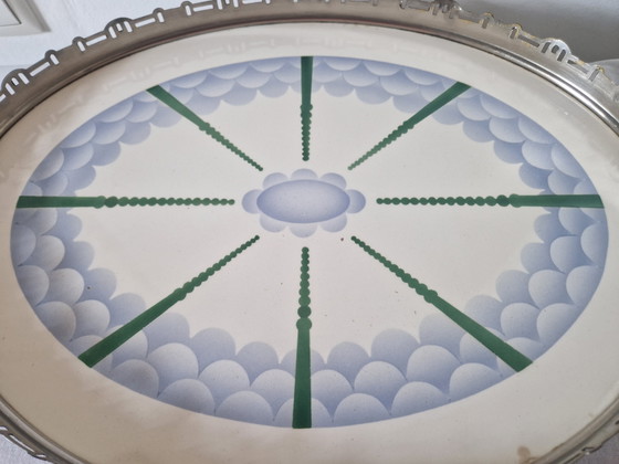 Image 1 of Zeldzaam Groot Ovalen Art Deco Dienblad – Theodor Paetsch Frankfurt/Oder (ca. 1930)
