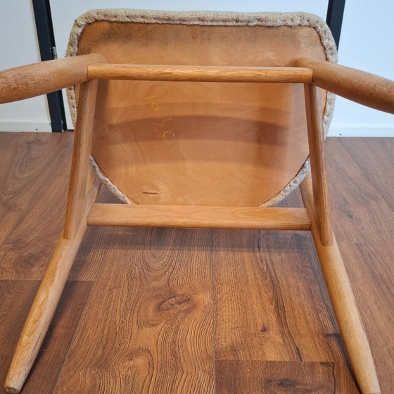 Image 1 of Sedia in corno di mucca con seduta e schienale in tessuto