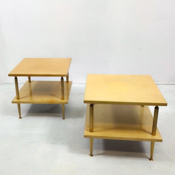 Image 1 of Conjunto de 2 mesas auxiliares Aldo Tura, diseño italiano de mediados de siglo, años 60.