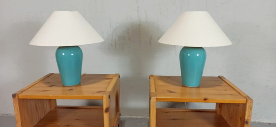 Image 1 of 2 x lampade da tavolo classiche, turchese