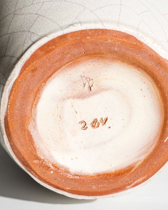 Image 1 of Richard Bampi Crackle Glaze Ceramic Vase Model 204 – Kandern Studio Pottery, Germany, Circa 1945–1955