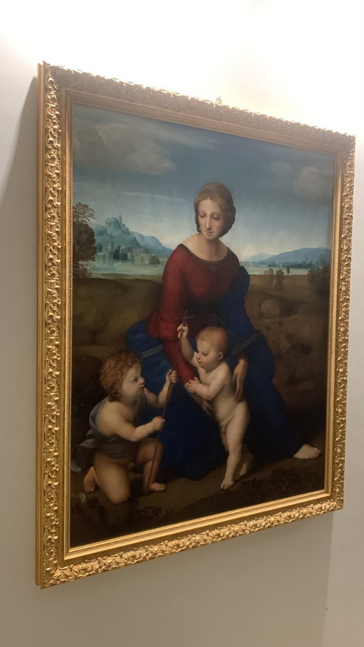Rafaël (Raffaello Sanzio) "Madonna del Belvedere" (Madonna in het Groen) – Monumentale 1:1 Museumkwaliteit Print op Stijf Paneel