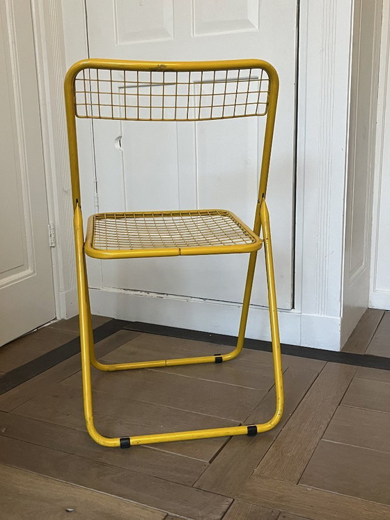Image 1 of 3x Vintage folding chair by Niels Gammelgaard, two shades of blue and yellow