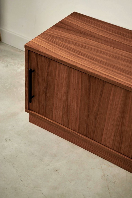 Image 1 of Dressoir gebeitst teak T-S01 schuifdeur en 2 laden 240