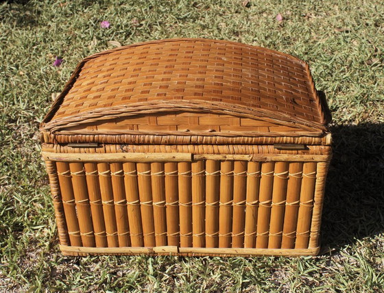 Piccola cassa artigianale in bambù e rattan – Armadi contenitori, Metal (photo 4 of 5)