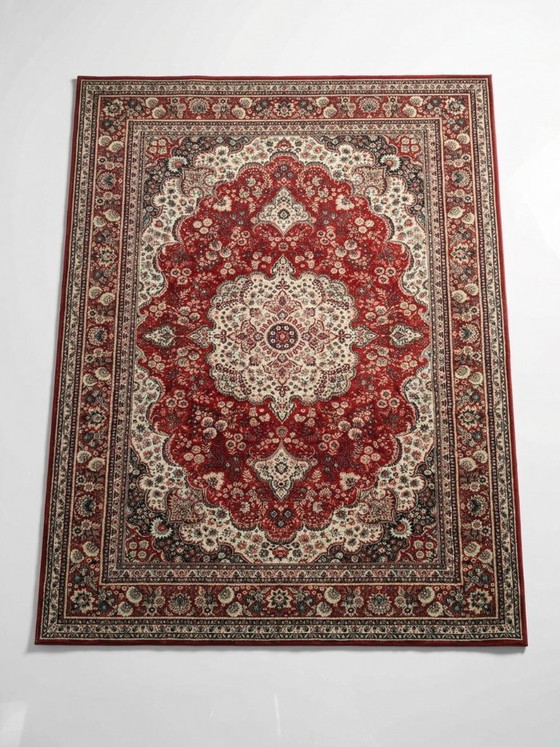 Image 1 of Groot vintage tapijt van puur wol met Perzisch dessin, 240x340 cm, gemaakt in Frankrijk.