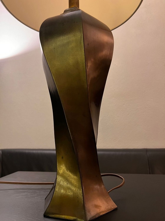 Image 1 of Sculptural mid-century Kullmann table lamp (c. 1965–1975) — sand-cast, large size, beautiful patina