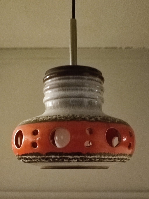 Vintage orangefarbene Keramik-Hängelampe – hanglampen, Ceramic