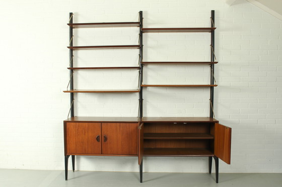 Image 1 of Parete attrezzata modulare in teak di Louis van Teeffelen per WéBé, 1955