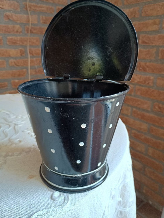 Image 1 of Vintage metal bucket with flip-top mechanism
