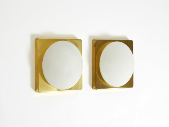 Image 1 of Twee koperen wandlampen uit de jaren 70 van Rolf Krüger voor Heinz Neuhaus Leuchten