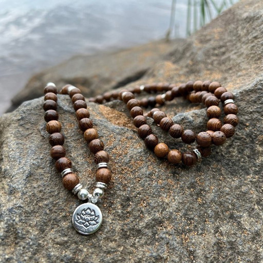 Wood Bead Mala Necklace Bracelet, 108 Prayer Beads Mala, Custom Wooden Mala, Japa Mala Necklace, Natural Wooden Bead Mala, 8mm B