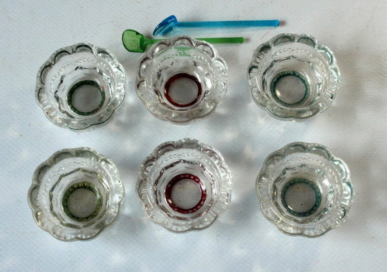 Image 1 of 6 ensaladeras de cristal con 2 cucharas de cristal - rareza de los años 20