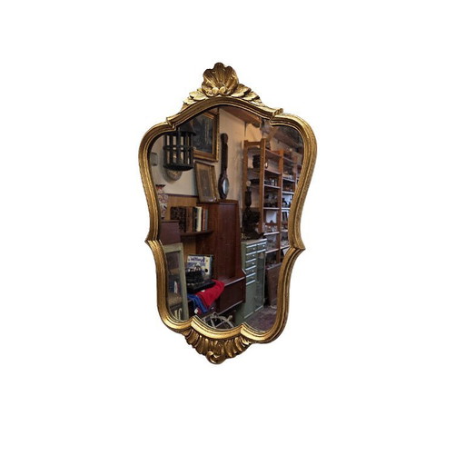 Specchio classico dorato vintage, anni '60/'70