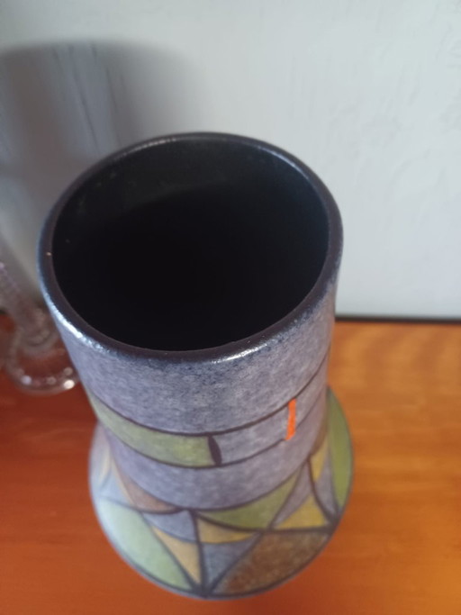 XXL Vintage Scheurich Europ Linie Floor Vase 40 Cm, Geometric Pattern 1950s-60s, West Germany – vazen, Ceramic (photo 2 of 5)