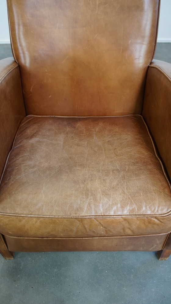 Image 1 of Rundleren Design Fauteuil in een Lichte Cognac Kleur