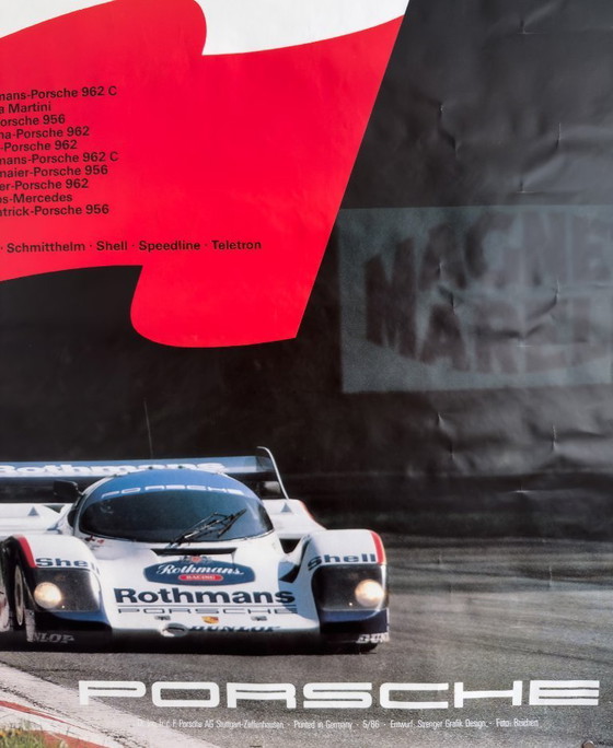 Image 1 of 🏁 Poster originale Porsche "Monza Sprint '86" - Rothmans 962C | 102 x 76cm