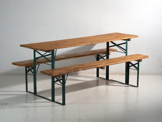 Set da birreria antico, tavolo e due panche – Germania, circa 1960 – Set da giardino, polished steel, Rustic (photo 6 of 40)