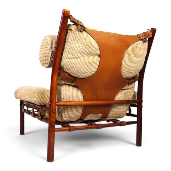 Arne Norell Inca fauteuil met voetenbank – Originele corduroy bekleding, 1970 – Textile, Vintage (photo 5 of 21)